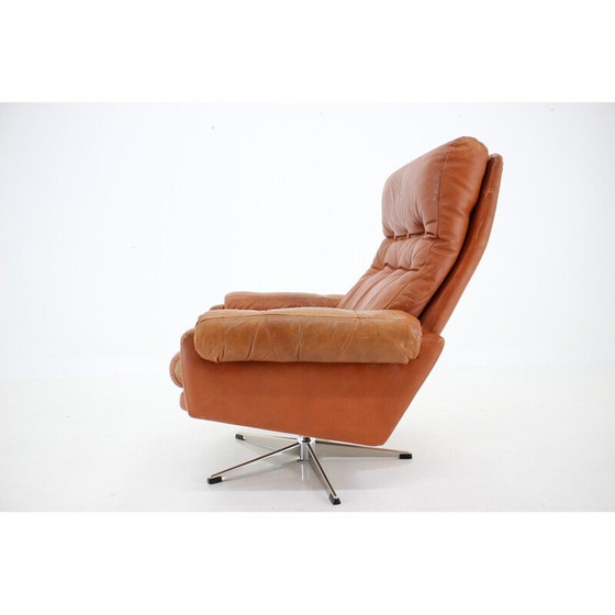 Image 1 of Vintage Leder-Drehsessel von Nili Stoppmobler, Dänemark 1970er