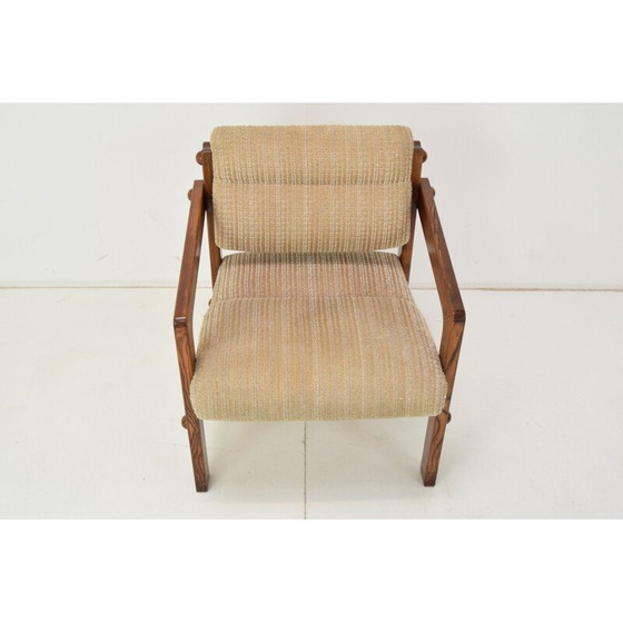 Image 1 of Mid-Century Sessel aus Holz und Stoff, Tschechoslowakei 1960er Jahre