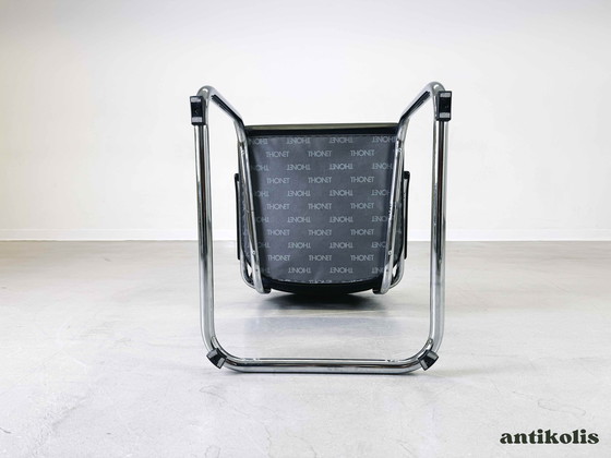 Image 1 of 4x Thonet Stuhl S64 PV Marcel Breuer Leder schwarz