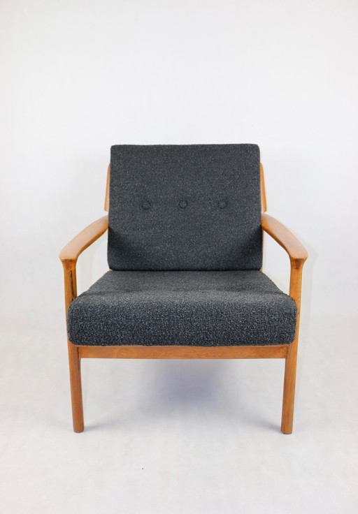 Vintage Danish Black Bouclé Lounge Chair