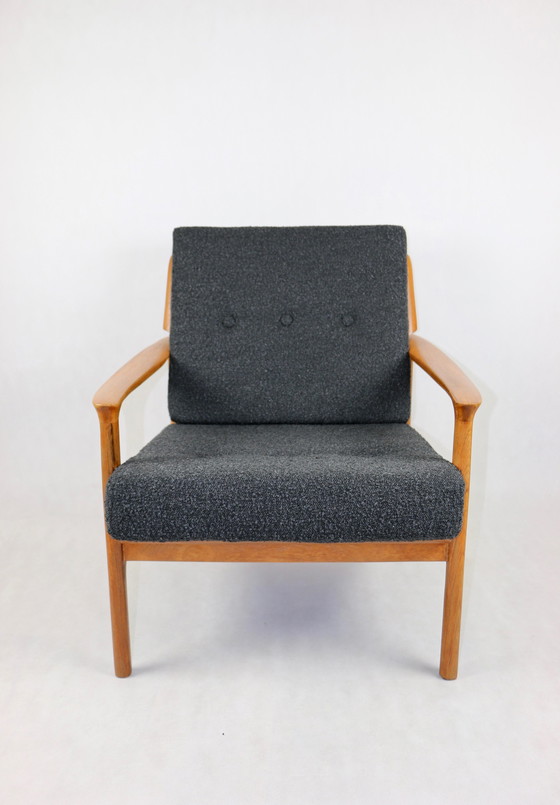 Image 1 of Vintage Danish Black Bouclé Lounge Chair
