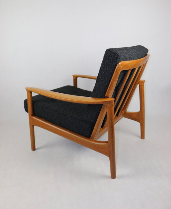 Image 1 of Vintage Danish Black Bouclé Lounge Chair