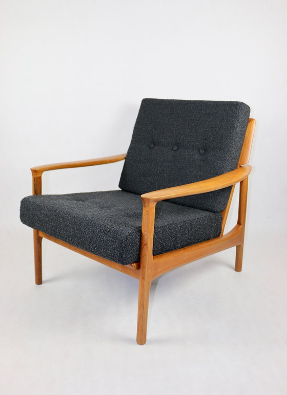 Image 1 of Vintage Danish Black Bouclé Lounge Chair