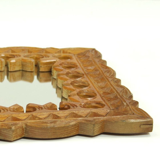 Image 1 of Vintage Wandspiegel mit Holzrahmen, Tschechoslowakei 1950