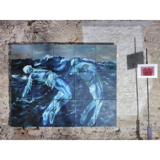 Image 1 of Vintage Öl auf Papier "Hypnos und Thanatos" von Elodie Huré