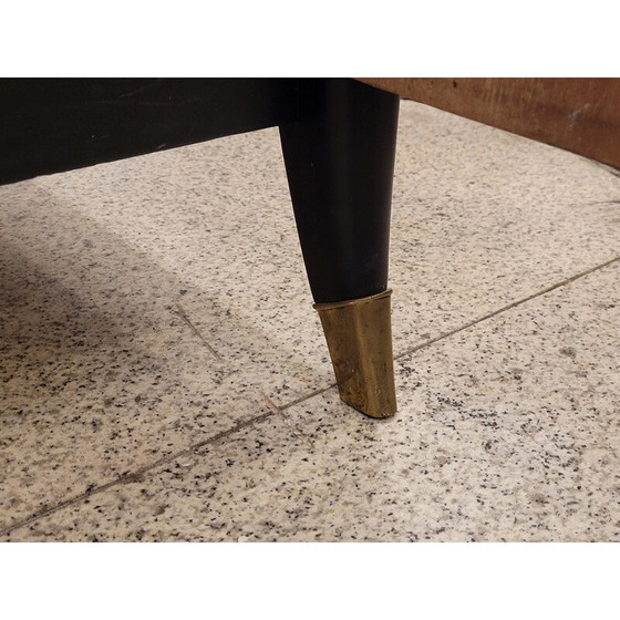 Image 1 of Vintage Art Deco Bürotisch aus schwarz lackiertem Holz, Frankreich 1950