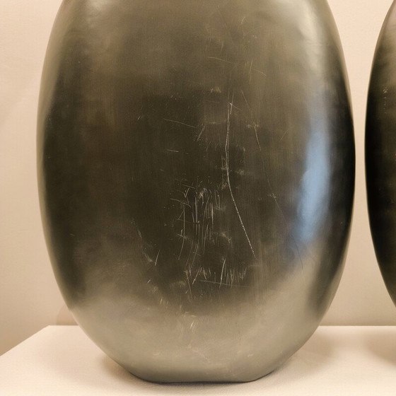 Image 1 of Paar Vintage-Kerzenständer aus polychromem Messing und schwarzem Nickel, Frankreich