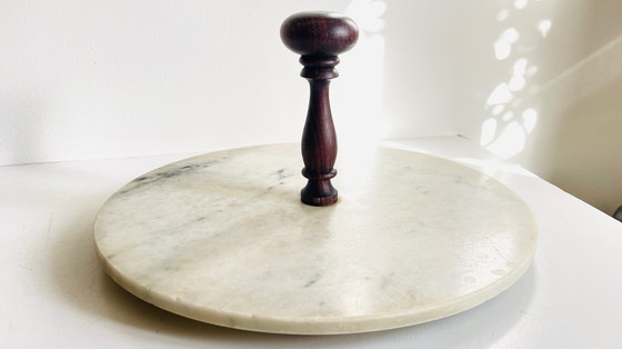 Image 1 of Käseplatte Marmor Und Holz Vintage