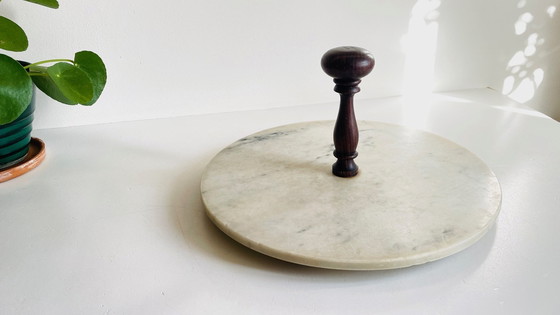 Image 1 of Käseplatte Marmor Und Holz Vintage