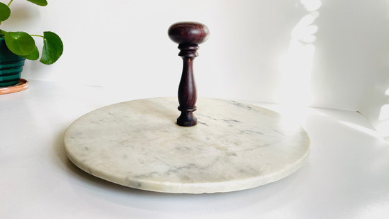 Image 1 of Käseplatte Marmor Und Holz Vintage