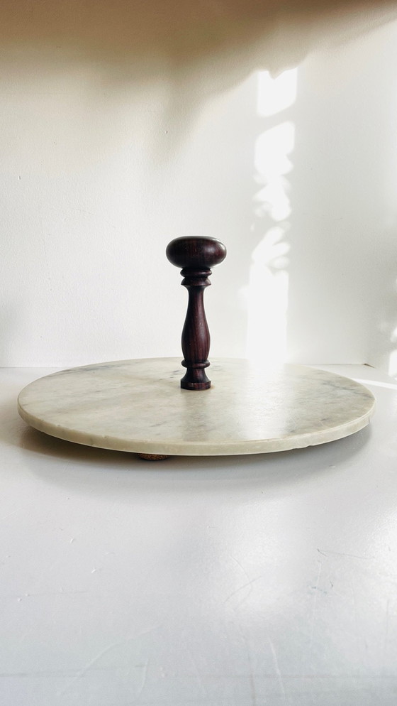 Image 1 of Käseplatte Marmor Und Holz Vintage