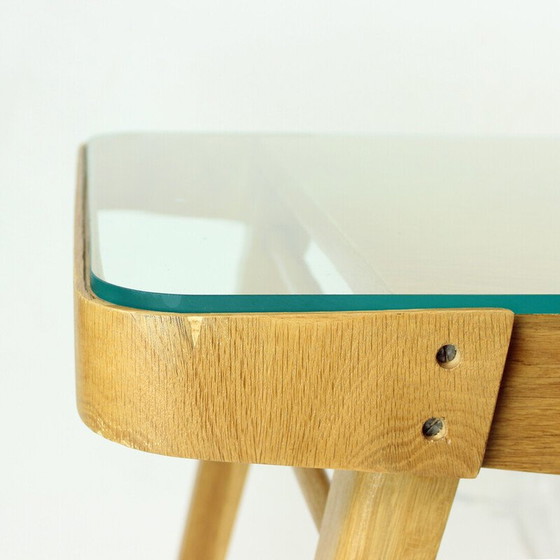 Image 1 of Mid-Century Couchtisch aus Eichenholz und Glas, Tschechoslowakei 1960er Jahre
