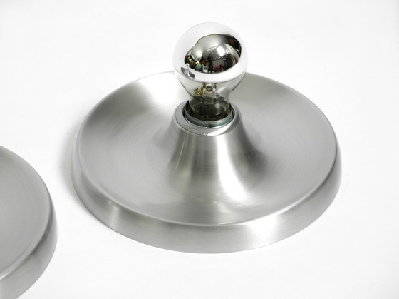 Image 1 of Zwei 1960S Runde Space Age Pop Art Aluminium Decke oder Wandlampen