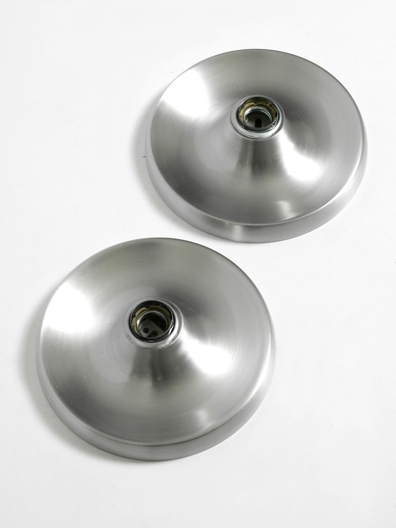 Image 1 of Zwei 1960S Runde Space Age Pop Art Aluminium Decke oder Wandlampen