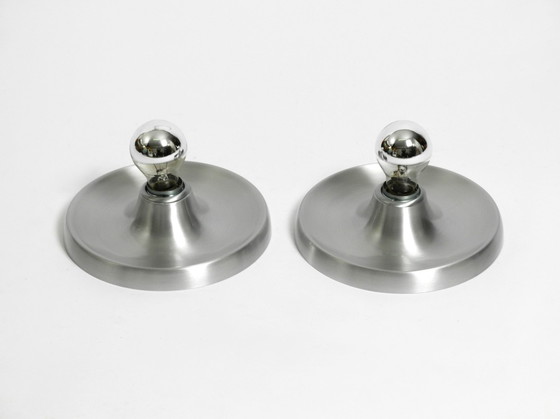 Image 1 of Zwei 1960S Runde Space Age Pop Art Aluminium Decke oder Wandlampen