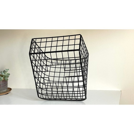 Image 1 of Vintage-Wandkorb aus Stahldraht und Kunststoff, 1980