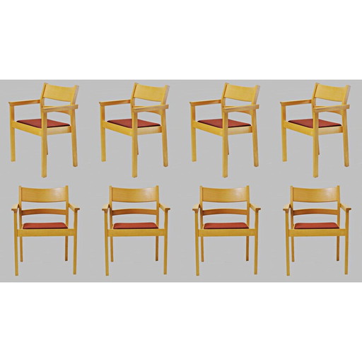 Satz von 8 Sesseln aus Buche von Hans J. Wegner