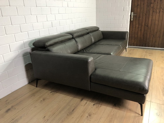 Image 1 of Ledersofa Ledercouch Lederecksofa Sofa Couch Ecksofa Schlafsofa Mit Sitztiefenverstellung