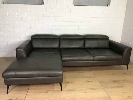 Image 1 of Ledersofa Ledercouch Lederecksofa Sofa Couch Ecksofa Schlafsofa Mit Sitztiefenverstellung