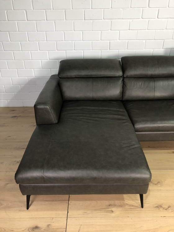 Image 1 of Ledersofa Ledercouch Lederecksofa Sofa Couch Ecksofa Schlafsofa Mit Sitztiefenverstellung