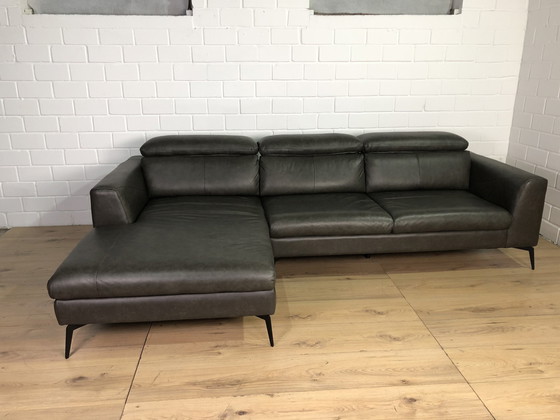 Image 1 of Ledersofa Ledercouch Lederecksofa Sofa Couch Ecksofa Schlafsofa Mit Sitztiefenverstellung