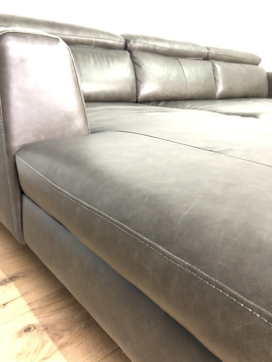 Image 1 of Ledersofa Ledercouch Lederecksofa Sofa Couch Ecksofa Schlafsofa Mit Sitztiefenverstellung