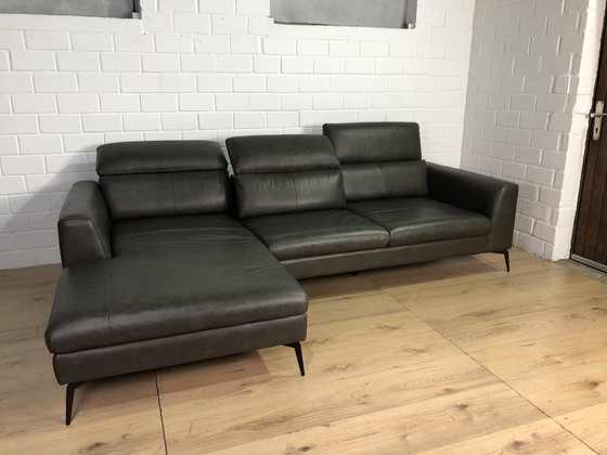 Image 1 of Ledersofa Ledercouch Lederecksofa Sofa Couch Ecksofa Schlafsofa Mit Sitztiefenverstellung