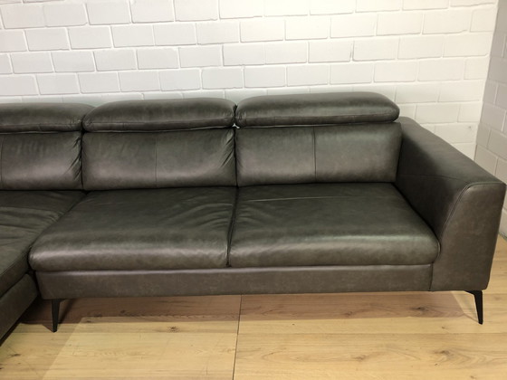 Image 1 of Ledersofa Ledercouch Lederecksofa Sofa Couch Ecksofa Schlafsofa Mit Sitztiefenverstellung