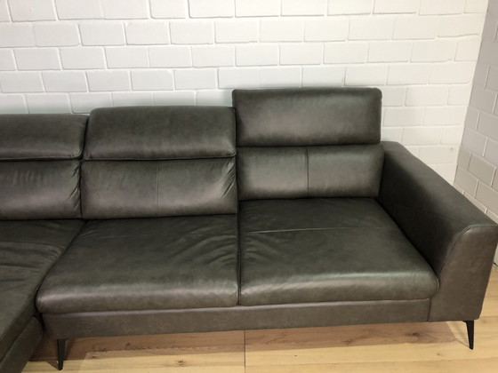 Image 1 of Ledersofa Ledercouch Lederecksofa Sofa Couch Ecksofa Schlafsofa Mit Sitztiefenverstellung