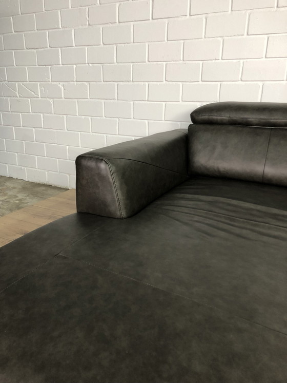 Image 1 of Ledersofa Ledercouch Lederecksofa Sofa Couch Ecksofa Schlafsofa Mit Sitztiefenverstellung