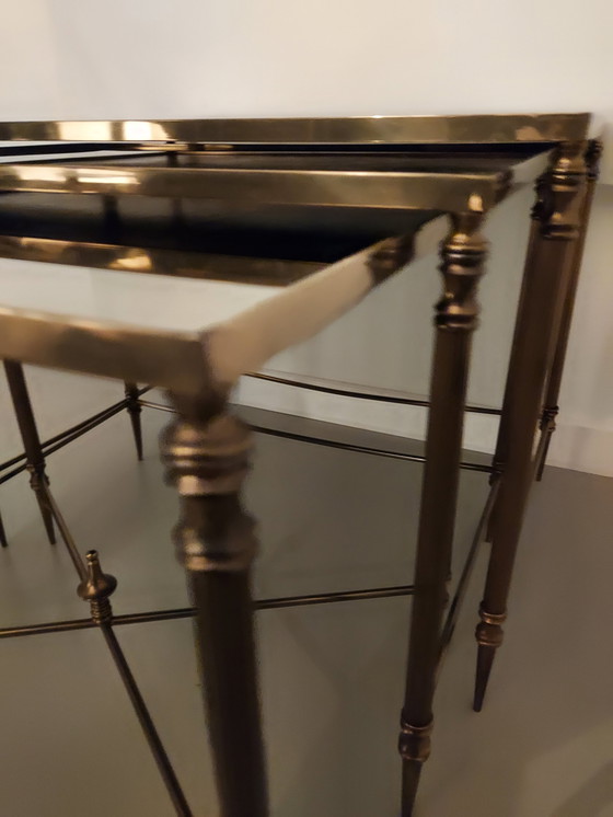 Image 1 of Neo Classic Brass French Nesting Tables.