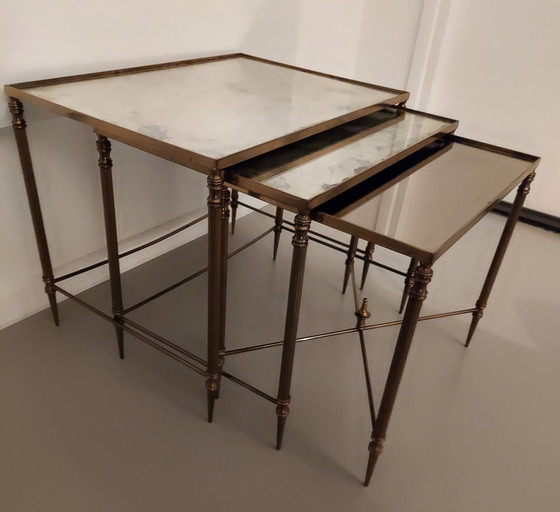 Image 1 of Neo Classic Brass French Nesting Tables.