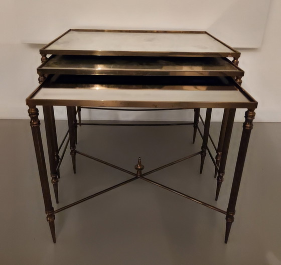 Image 1 of Neo Classic Brass French Nesting Tables.