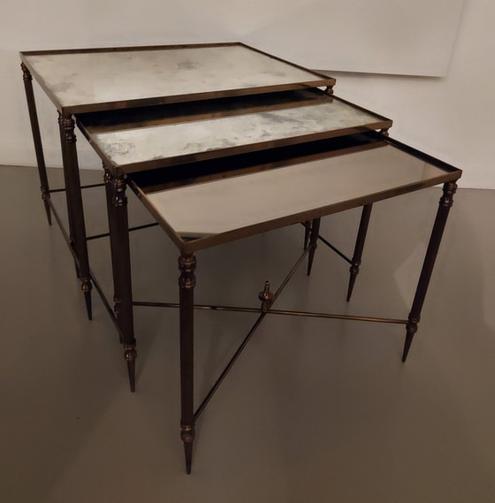 Image 1 of Neo Classic Brass French Nesting Tables.