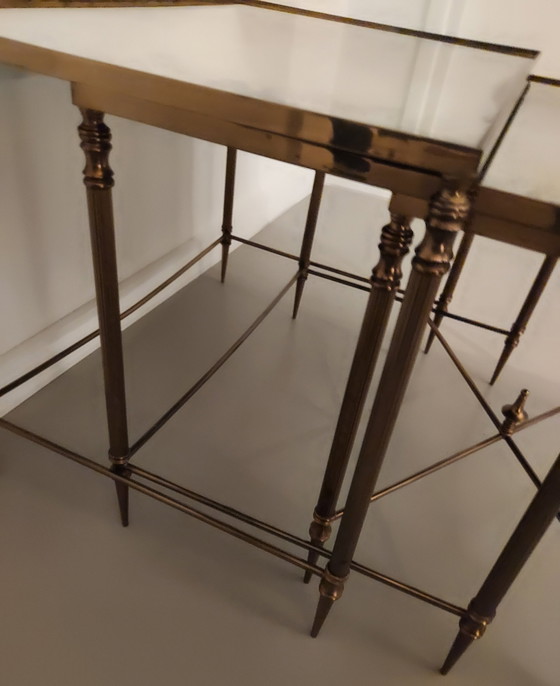 Image 1 of Neo Classic Brass French Nesting Tables.