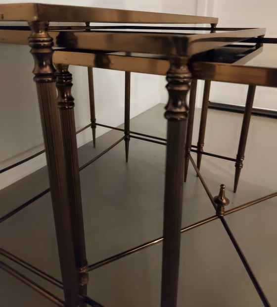 Image 1 of Neo Classic Brass French Nesting Tables.