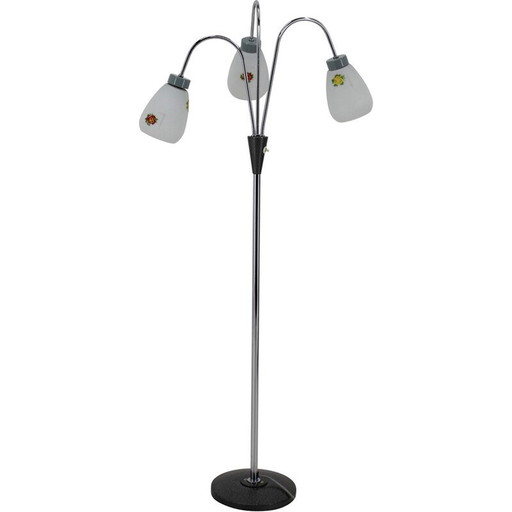 Vintage Stehlampe mit Glasschirmen ,Tschechoslowakei 1960er Jahre