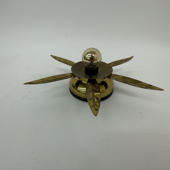 Image 1 of Hollywood-Regency-Lampe mit Blattgold und Blumenmuster aus den 1970er Jahren