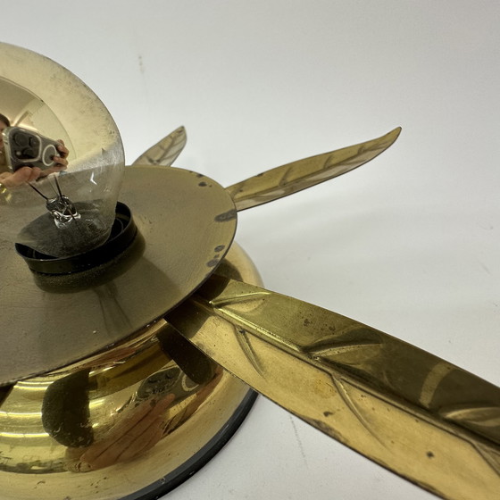 Image 1 of Hollywood-Regency-Lampe mit Blattgold und Blumenmuster aus den 1970er Jahren