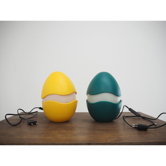 Image 1 of Paar alte Kunststoff-Tischlampen von O. Baroni und M. Patrini, Italien 1970er Jahre