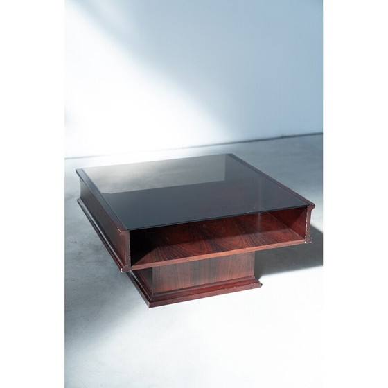 Image 1 of Vintage Couchtisch aus Mahagoni mit Glasplatte, 1970er Jahre