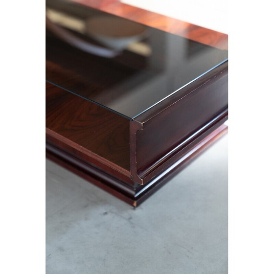 Image 1 of Vintage Couchtisch aus Mahagoni mit Glasplatte, 1970er Jahre