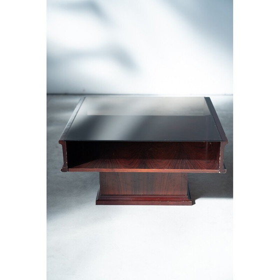 Image 1 of Vintage Couchtisch aus Mahagoni mit Glasplatte, 1970er Jahre
