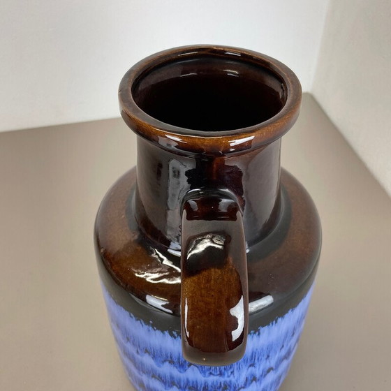 Image 1 of Vintage braun und blau Keramik Fett Lava Vase von Scheurich, Deutschland 1970s