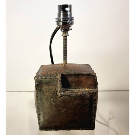 Lampe, Vintage-Skulptur aus patiniertem Eisen, 1970