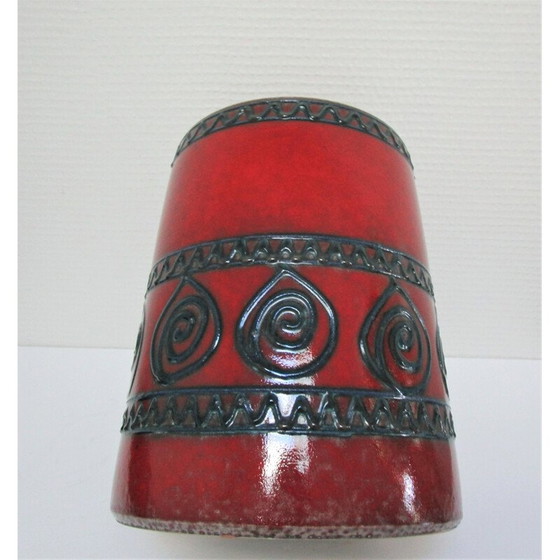 Image 1 of Vintage-Topf aus glasierter Keramik und Holz, 1960