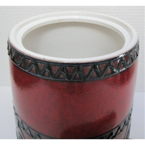 Image 1 of Vintage-Topf aus glasierter Keramik und Holz, 1960