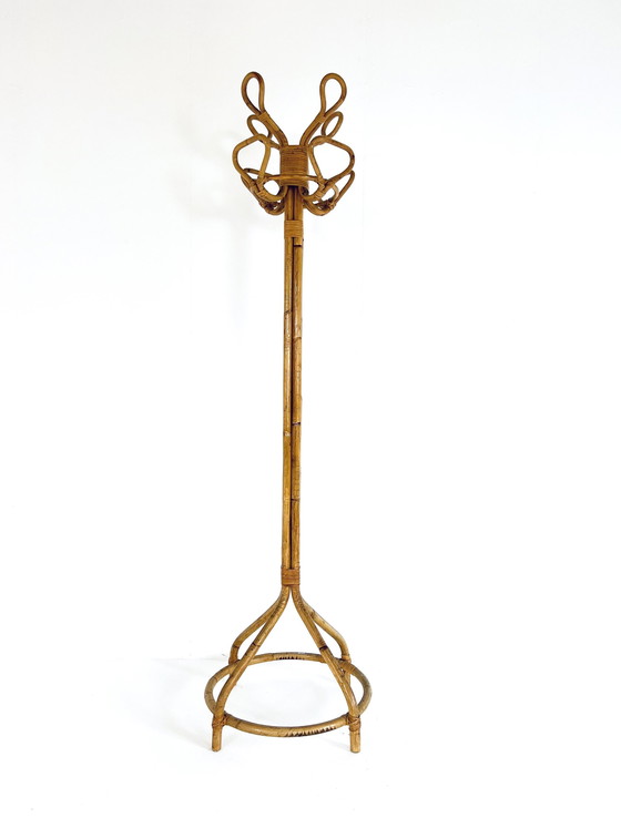 Image 1 of Italienischer Rattan-Garderobenständer '60
