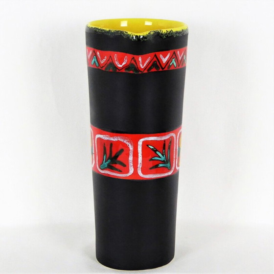 Image 1 of Schwarze Keramikkrugvase von Fourmentin-Gabriel - Vallauris, 1950