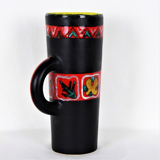 Image 1 of Schwarze Keramikkrugvase von Fourmentin-Gabriel - Vallauris, 1950